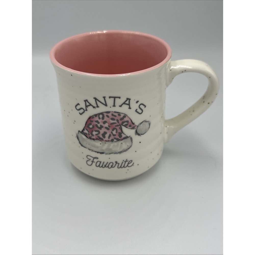 Peppermint & Pine Coffee Mug "Santa's Favorite"‎ Pink Christmas Microwave Safe